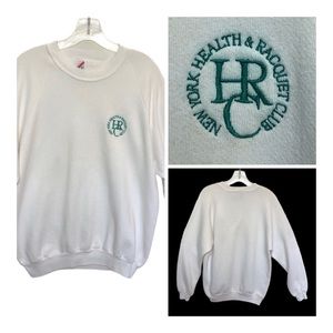 Jerzees New York Health & Raquet Club white sweatshirt